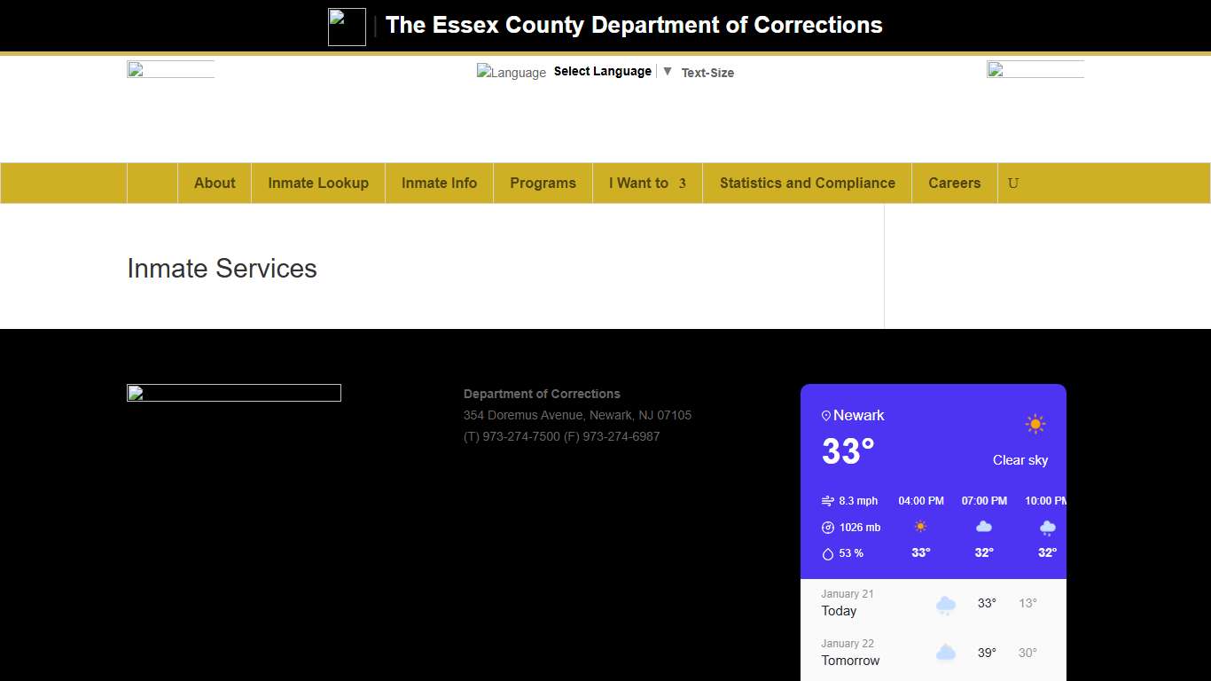 Inmate Services | Department of Correction